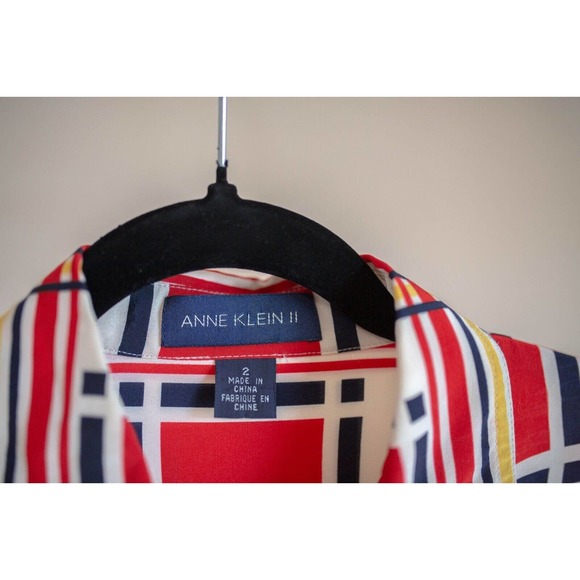 Anne Klein II 100% Silk Womens Button Down Blouse SZ 2 - Picture 2 of 10